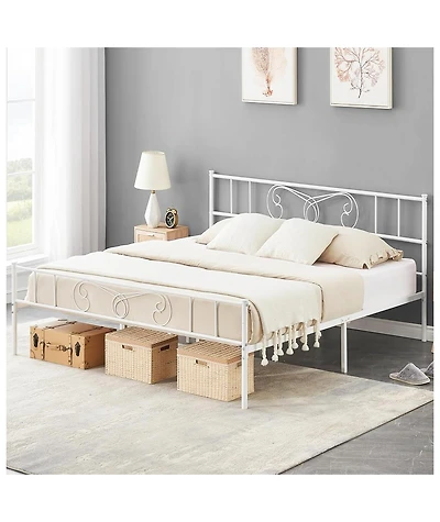 gaomon King Bed Frame Platform with Headboard and Footboard Metal Bed Mattress Foundation with Storage