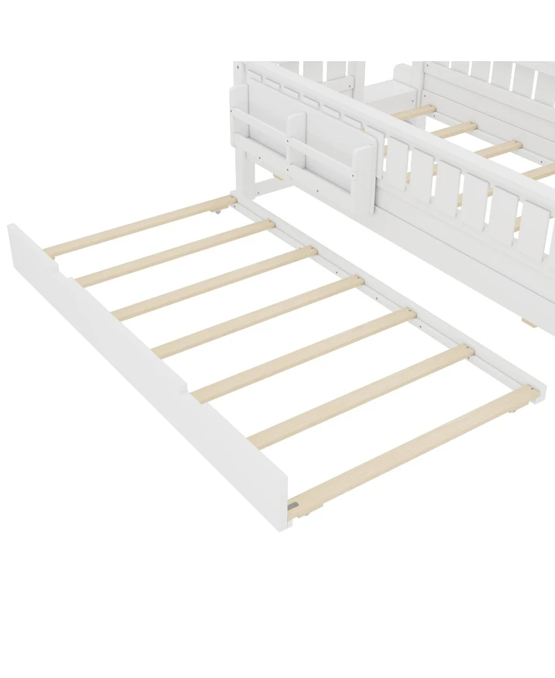 Streamdale Furniture 79 inches Twin Bed with Bookshelves, Staircase, Trundle