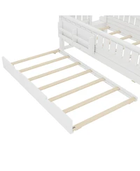 Streamdale Furniture 79 inches Twin Bed with Bookshelves, Staircase, Trundle