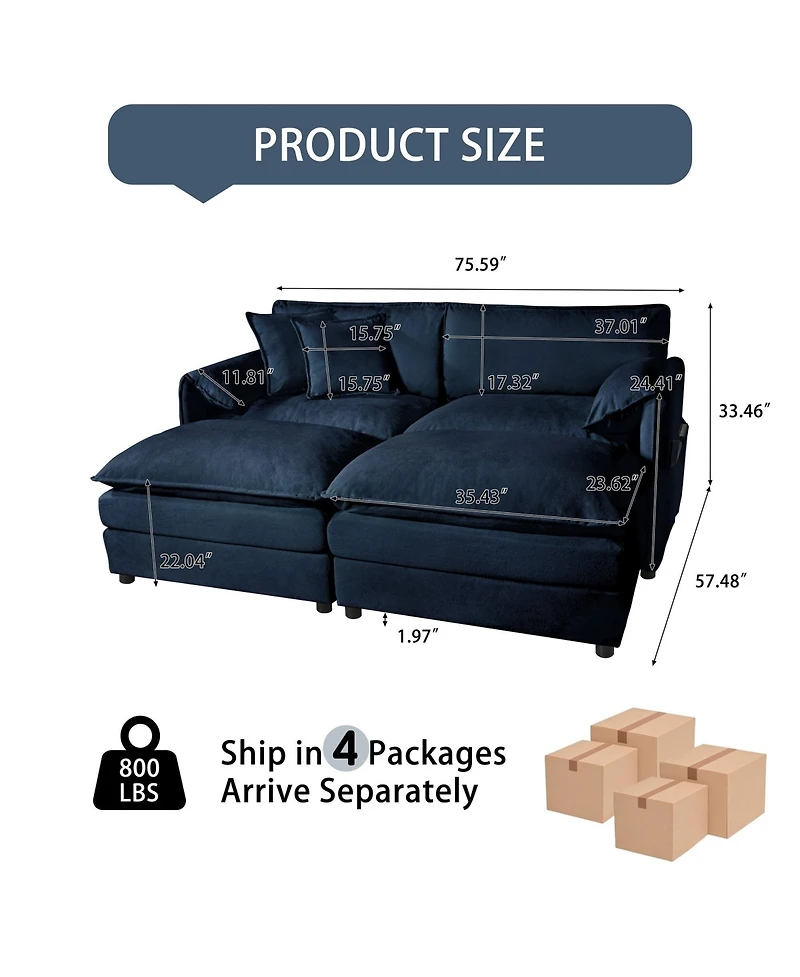 Boyel Living 4 Piece Fabric Deep Seat Modular Sectional Sofa Set