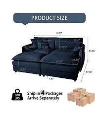 Boyel Living 4 Piece Fabric Deep Seat Modular Sectional Sofa Set