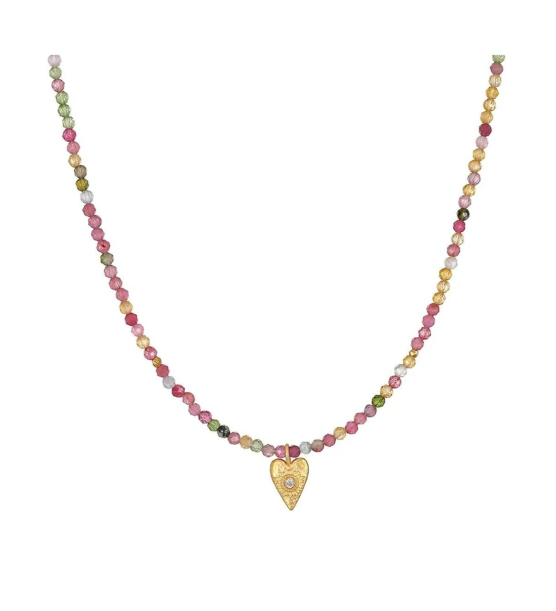 Satya Jewelry Aligned with Love Tourmaline Heart Choker Necklace