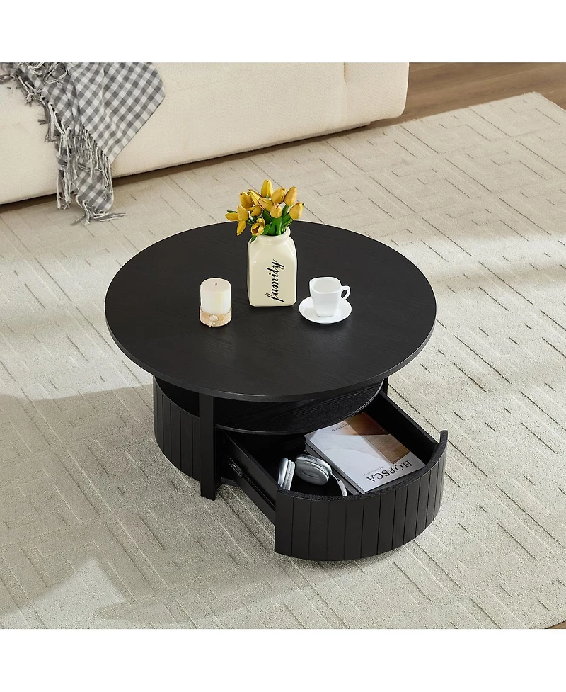 Streamdale Furniture Round Storage Coffee Table for Living Room Movie Nights & Snacks