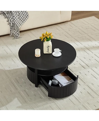 Streamdale Furniture Round Storage Coffee Table for Living Room Movie Nights & Snacks