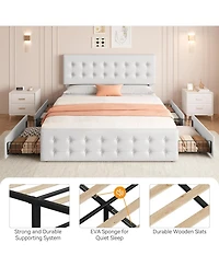 gaomon Bed Frame with 4 Storage Drawers Headboard