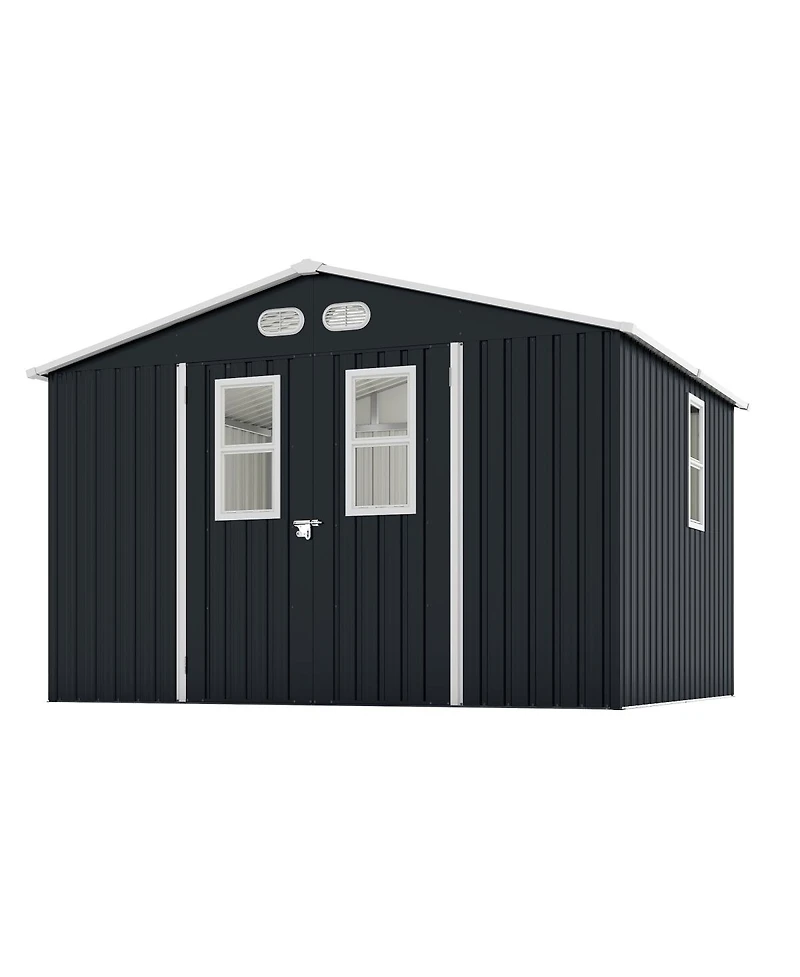 Streamdale Furniture Outdoor Storage Shed, 8x10, 4 Windows, Lockable Doors