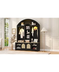 Streamdale Furniture Multi-functional wardrobe with shoe racks, hangers, and hooks