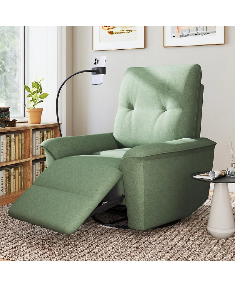 Streamdale Furniture 270° Power Swivel Rocker Recliner w/ Phone Holder & Usb Ports