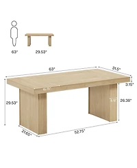 Tribesigns 63" Executive Desk, Modern Executive Office Desk with Thickened Desktop and Heavy-Duty Legs, Wood Writing Workstation Study Table
