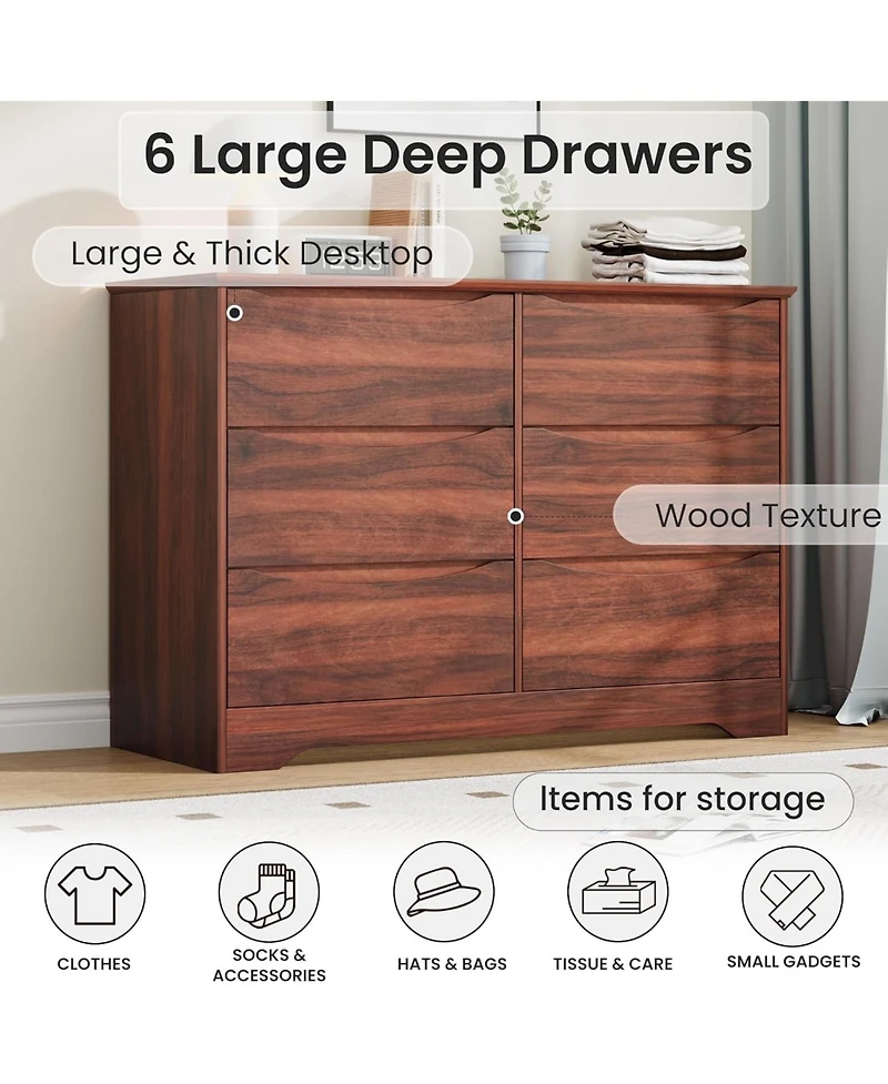 gaomon Wooden -Drawer Dresser, Tall Modern Storage Chest with Wide Top for Bedroom, Living Room, Hallway