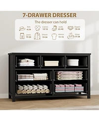 gaomon 7-Drawer Dresser for Bedroom, 54" Wide Wooden Storage Chest, Dresser Tv Stand for Living Room