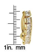 Curata Jewelry Solid 14k Gold Princess Square Cubic Zirconia Top Mount Belly Button Ring Dangle.