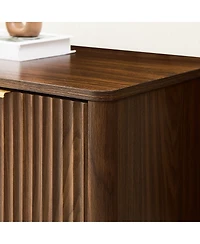 Streamdale Furniture 67-inch Modern Wavy Sideboard Walnut Storage Cabinet