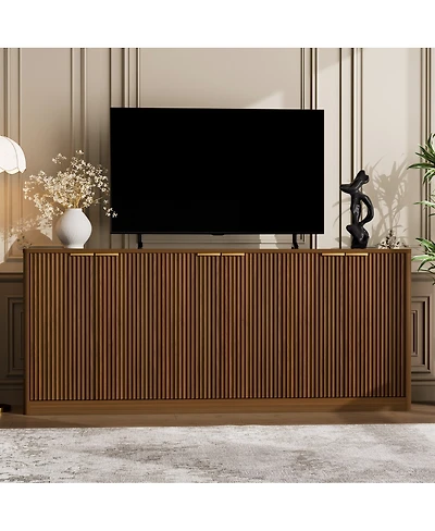 Streamdale Furniture 67-inch Modern Wavy Sideboard Walnut Storage Cabinet