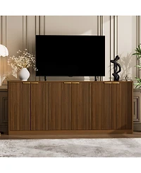 Streamdale Furniture 67-inch Modern Wavy Sideboard Walnut Storage Cabinet