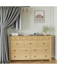 gaomon 7 Drawer Dresser for Bedroom, Wooden Chest of Drawers, Fluted Tv Stand, Storage Organizer for Living Room