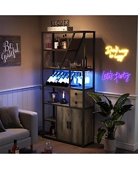 gaomon Freestanding Wine Rack Wine Bottle Holders Stands Coffee Bar Storage Organizer Display Rack Table for Kitchen Dining Room Small Spaces