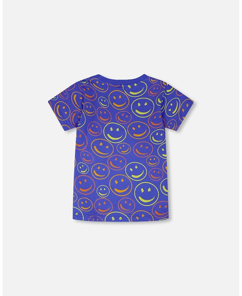 Deux par Deux Big Boys ganic Cotton Jersey T-Shirt Smiley Print