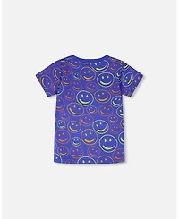 Deux par Deux Big Boys ganic Cotton Jersey T-Shirt Smiley Print