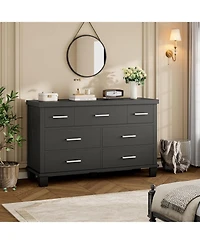 Gaomon 7-Drawer Wide Dresser, Wooden Storage Chest with Metal Handles for Bedroom, Living Room