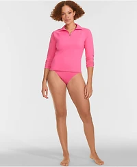Lands' End Women's SunShade Upf 50 Long Sleeve Quarter Zip Rash Guard