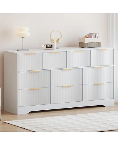 gaomon Fluted Dresser for Bedroom with 10 Drawers, 59" Wide Modern Chest of Drawers Wood Frame
