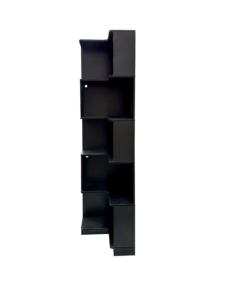 Streamdale Furniture Corner Book Shelf - 5 Tier L Shaped Display Shelf Stand with Led Lights