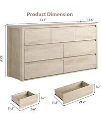 gaomon 7 Drawer Wide Dresser, Modern Wooden Storage Chest for Living Room, Hallway