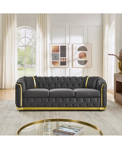 Streamdale Furniture 84.6" 3 Seater Mid Century Modern Chesterfield Sofa