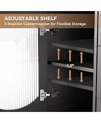 gaomon Buffet Cabinet with Storage, Sideboard Cabinet with Fluted Glass Door and Drawers, Sideboard for Kitchen, Dining Room, Living Room