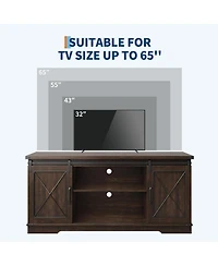 gaomon Farmhouse 59" Tv Stand Up to 65 Inches, Mid Century Modern Entertainment Center with Storage Cabinets
