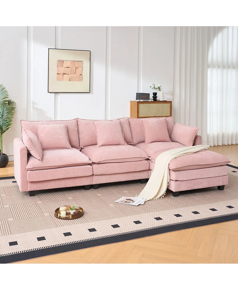 Streamdale Furniture 3-seat combo sofa with storage ottoman, upholstered sectional couch.