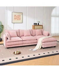 Streamdale Furniture 3-seat combo sofa with storage ottoman, upholstered sectional couch.