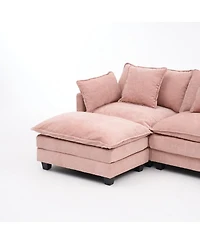 Streamdale Furniture 3-seat combo sofa with storage ottoman, upholstered sectional couch.
