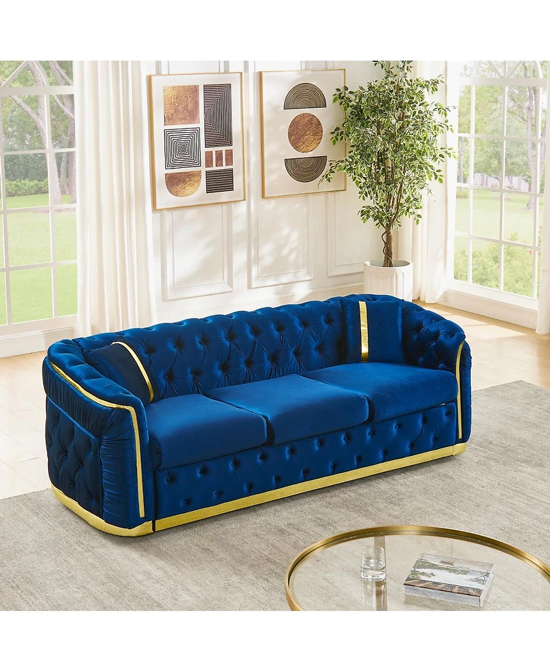 Streamdale Furniture Mid Century Modern Chesterfield Sofa, Luxury Velvet