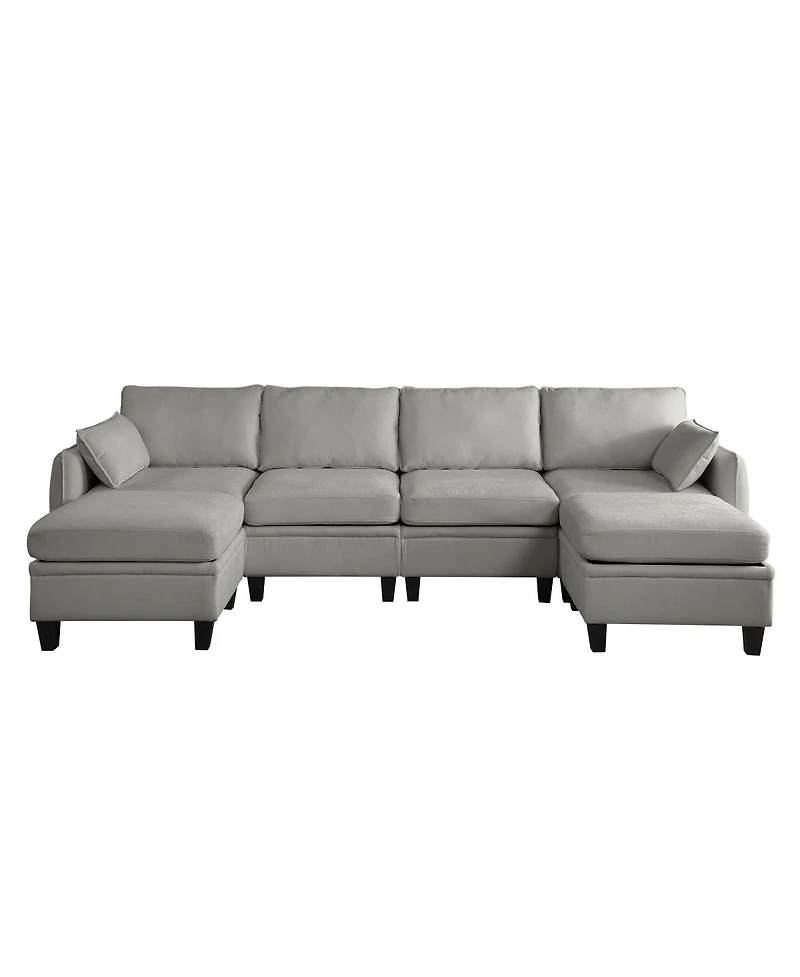Streamdale Furniture 109 Contemporary L-Shaped Chenille Sectional Sofa with Storage Ottoman