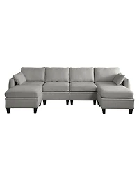 Streamdale Furniture 109 Contemporary L-Shaped Chenille Sectional Sofa with Storage Ottoman
