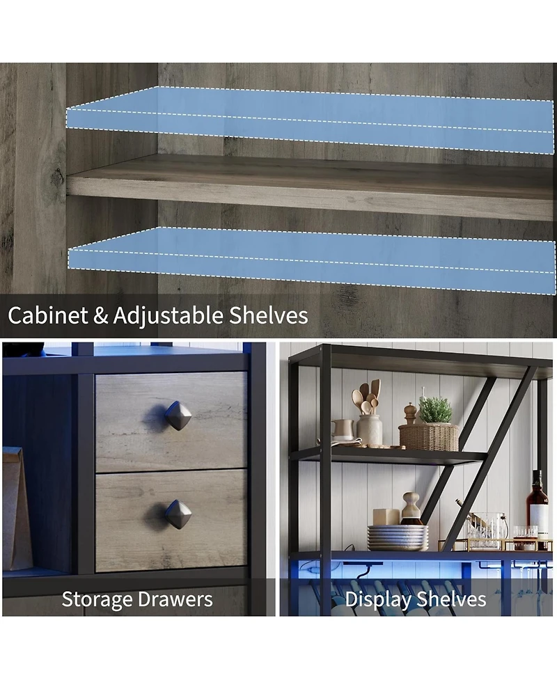 gaomon Freestanding Wine Rack Wine Bottle Holders Stands Coffee Bar Storage Organizer Display Rack Table for Kitchen Dining Room Small Spaces