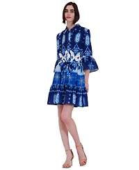 julia jordan Women's Printed Button-Front Tie-Waist Dress