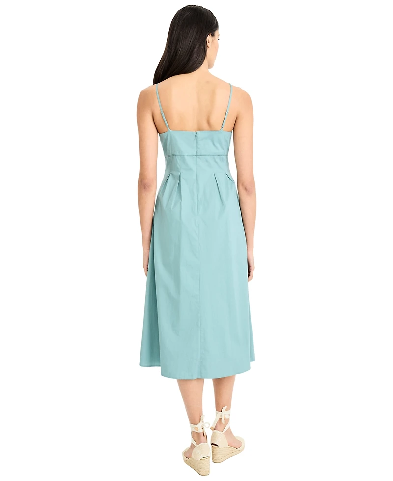 Maggy London Women's Square Neck Spaghetti Strap Midi Dress