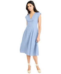 Maggy London Women's V-Neck Flare Midi Dress