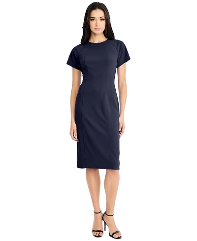 Maggy London Women's Short-Sleeve Sheath Midi Dress