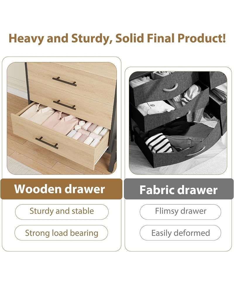 gaomon 4+2 Dresser for Bedroom, 46.6 in Tall Dresser, Tall Drawer with Storage Freestanding, Wooden Closet Storage Chest for Living Room