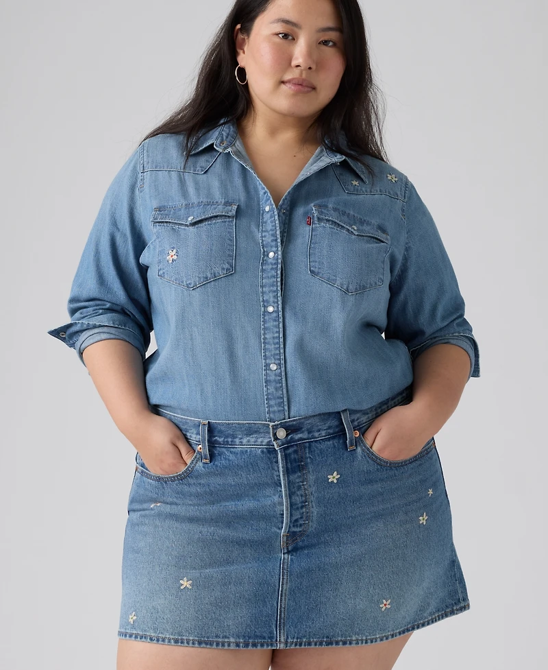 Levi's Plus Cotton Iconic 501 Mid-Rise Denim Skirt