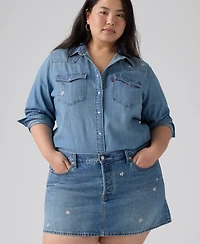 Levi's Plus Cotton Iconic 501 Mid-Rise Denim Skirt