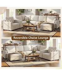 Streamdale Furniture 5-Seat 134" U-Shape Sectional Sofa with Chaise, Cup Holders & Storage