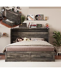 Streamdale Furniture Queen Murphy Bed w/Charging Station & Storage Drawer