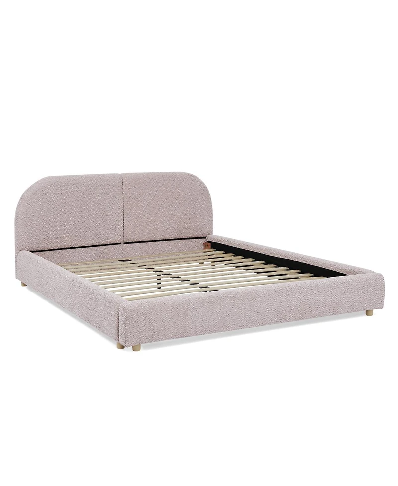 Streamdale Furniture Queen Size Upholstered Bed Frame, Modern Minimalist Curved Headboard