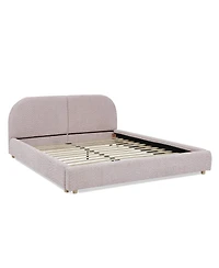 Streamdale Furniture Queen Size Upholstered Bed Frame, Modern Minimalist Curved Headboard