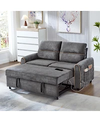 Streamdale Furniture Chenille Pull Out Sofa Bed, 58-inch Sleeper Loveseat with Adjustable Backrest